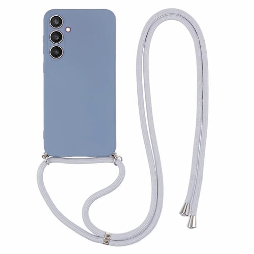 For Samsung Galaxy S23 FE Case Fiber Lining TPU Back Cover with Long Lanyard - Lavender Grey - 1
