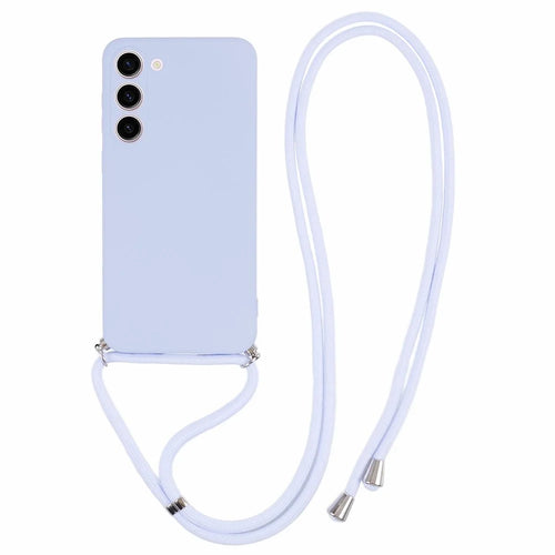 For Samsung Galaxy S23 TPU Case Rubberized Phone Cover with Long Lanyard - Light Purple - 1