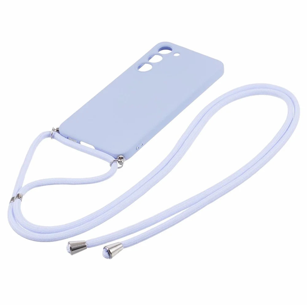 For Samsung Galaxy S23 TPU Case Rubberized Phone Cover with Long Lanyard - Light Purple - 2