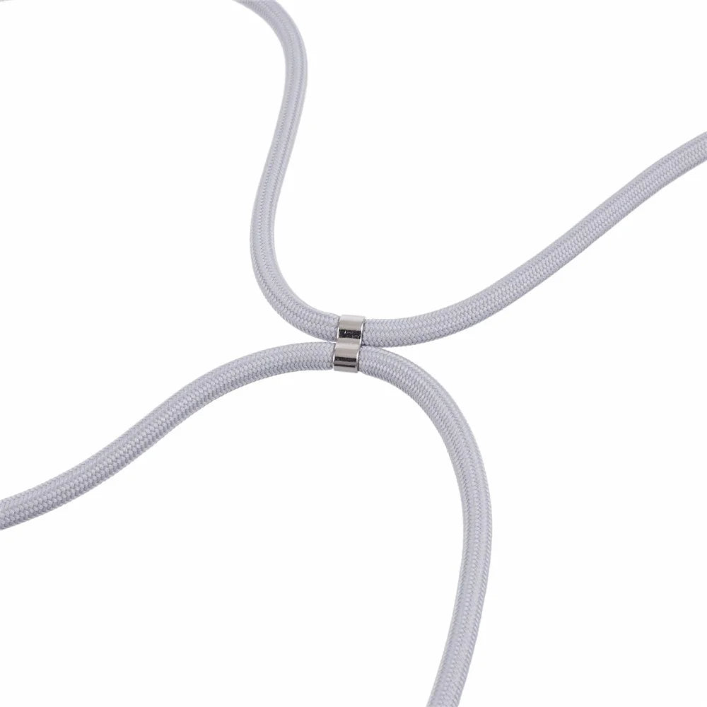 For Samsung Galaxy S21 4G / 5G Case Rubberized Fiber Lining Cover with Long Lanyard - Lavender Grey - 5