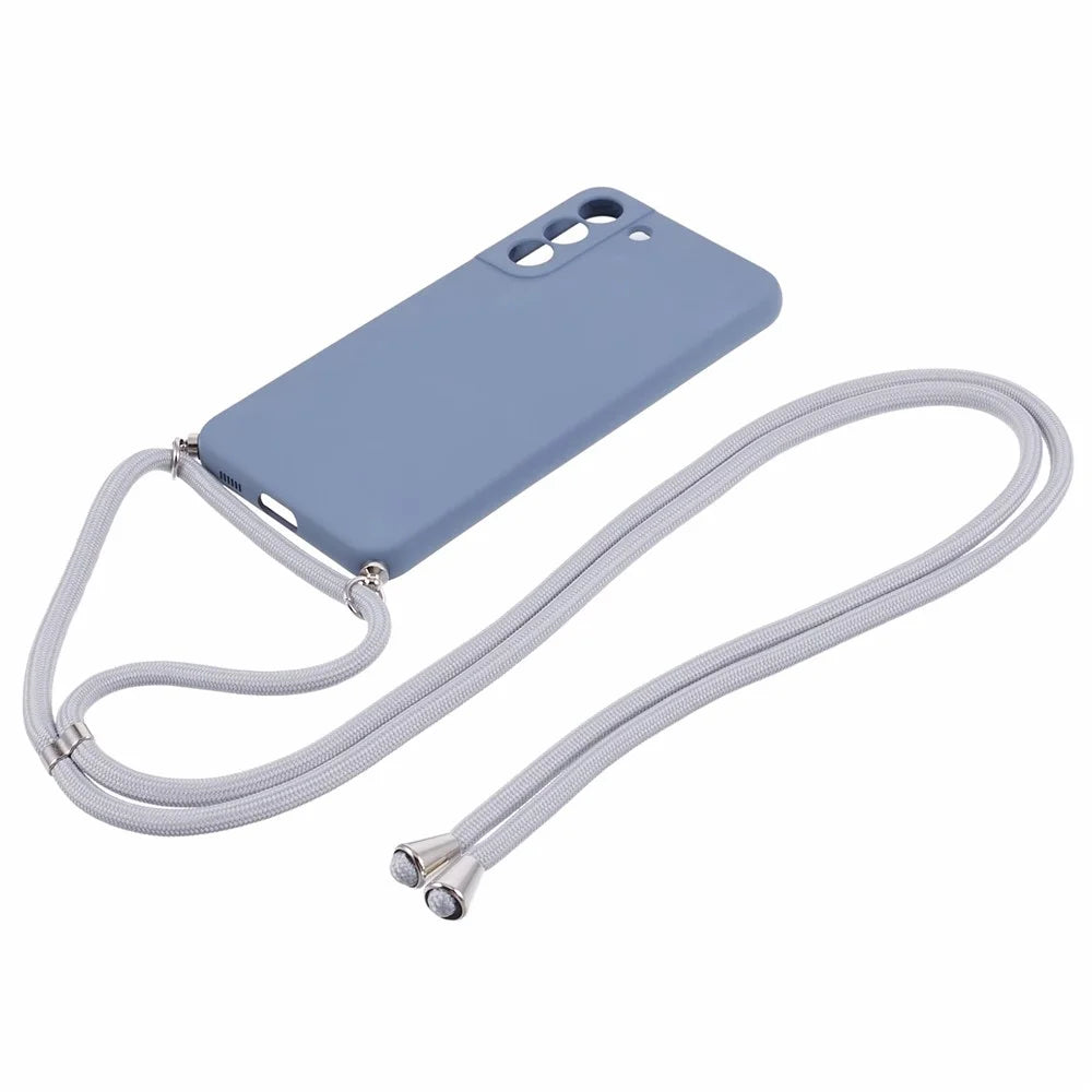For Samsung Galaxy S21+ 5G Case TPU Cell Phone Cover with Long Lanyard - Lavender Grey - 2