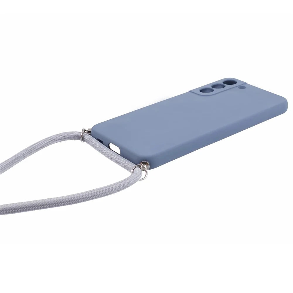 For Samsung Galaxy S21+ 5G Case TPU Cell Phone Cover with Long Lanyard - Lavender Grey - 3
