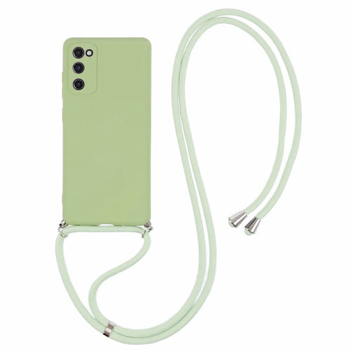 For Samsung Galaxy S20 FE / FE 5G / S20 Lite / S20 FE 2022 Case Rubberized TPU Cover with Long Lanyard - Matcha Green - 1