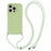 For iPhone 15 Pro Max TPU Case Precise Cutout Rubberized Cover with Long Lanyard - Matcha Green - 1