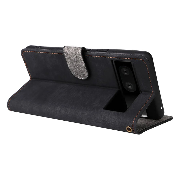For Google Pixel 7 5G Case PU Leather RFID Blocking Wallet Cover with Strap - Black - 4