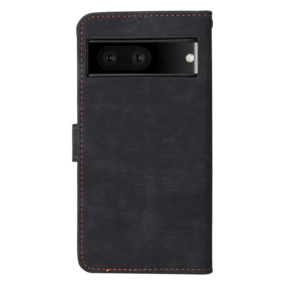 For Google Pixel 7 5G Case PU Leather RFID Blocking Wallet Cover with Strap - Black - 7