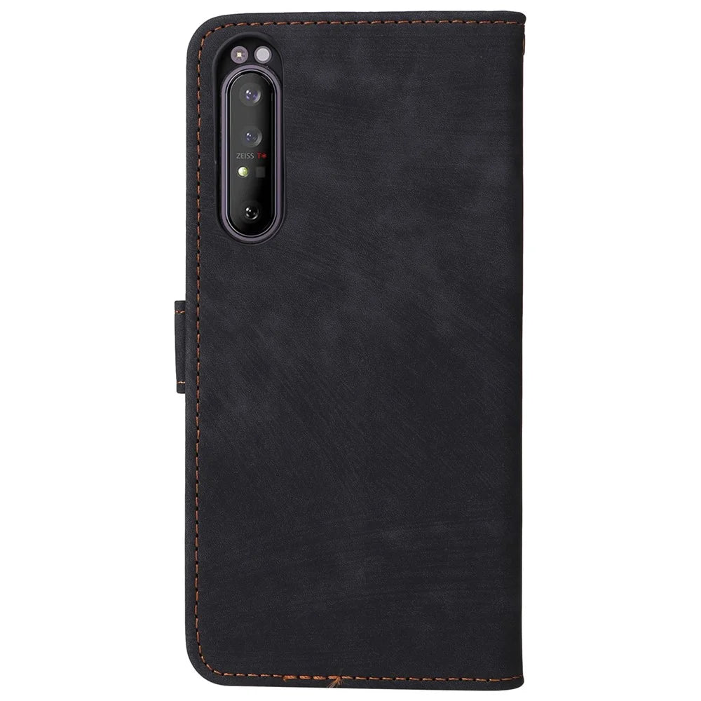 For Sony Xperia 1 II Case RFID Blocking Wallet Phone Stand Cover with Strap - Black - 7