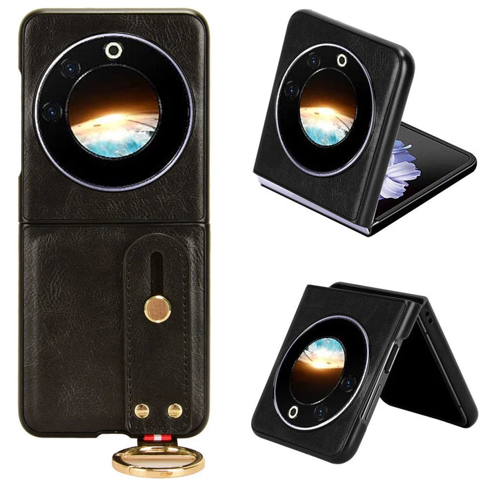 For TECNO Phantom V Flip Case PU Leather+PC Phone Cover with Bottle Opener - Black - 1