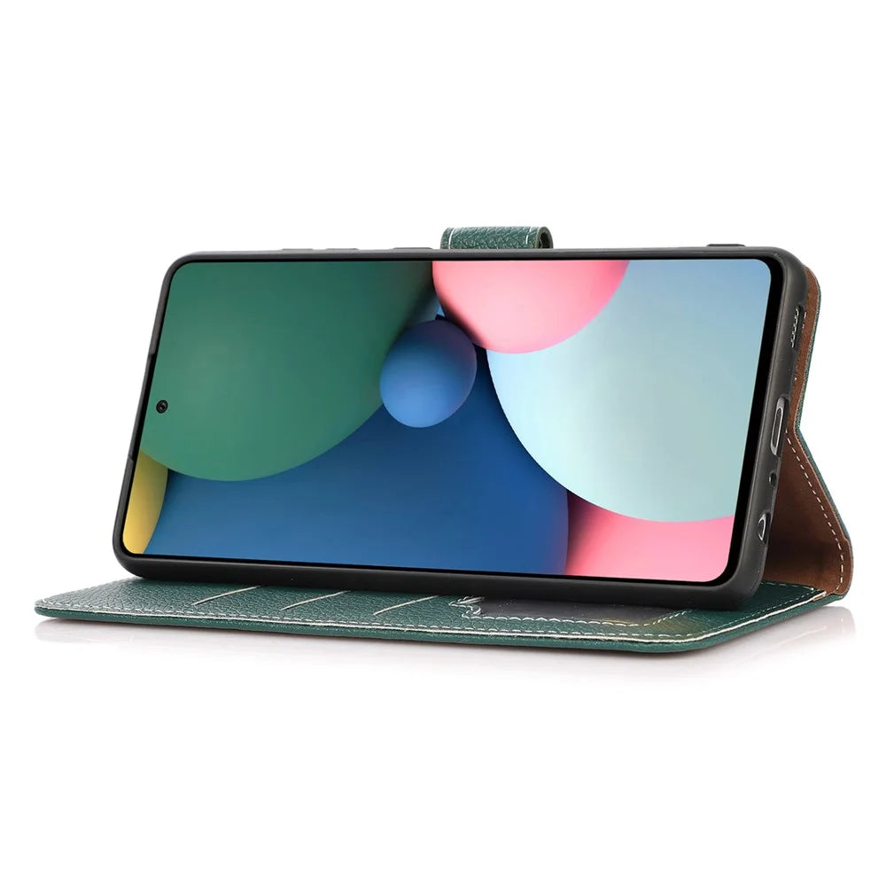 For Samsung Galaxy S24 Ultra Case Litchi Texture Wallet Leather Cover - Blackish Green - 2