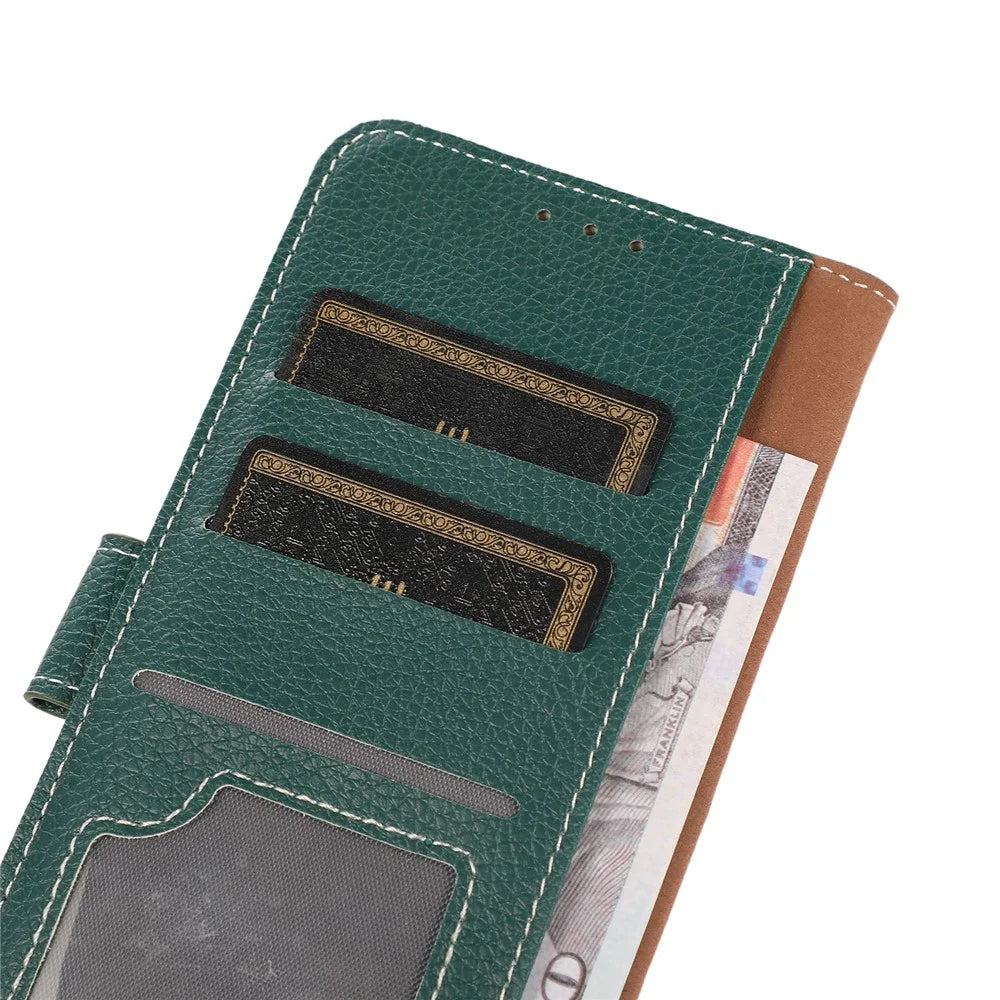 For Samsung Galaxy S24 Ultra Case Litchi Texture Wallet Leather Cover - Blackish Green - 5