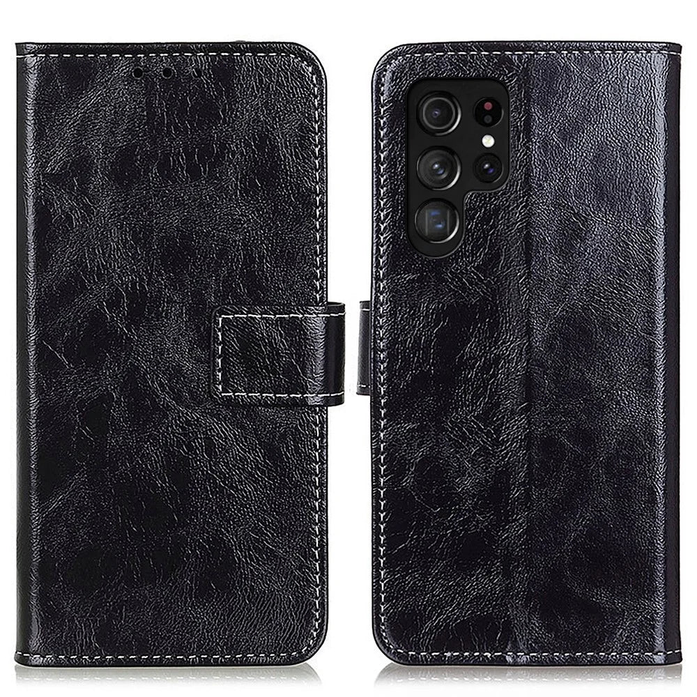 For Samsung Galaxy S24 Ultra Phone Case Wallet Anti-drop Stand Cover - Black - 1