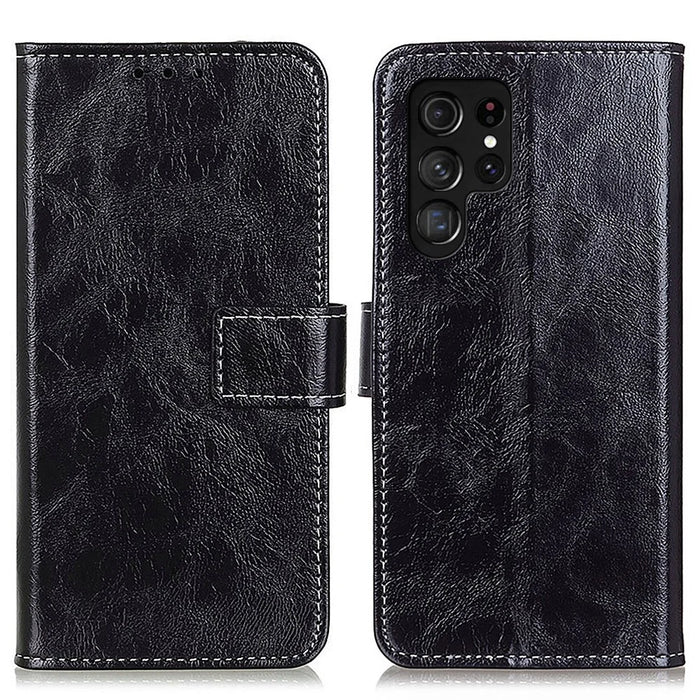 For Samsung Galaxy S24 Ultra Phone Case Wallet Anti-drop Stand Cover - Black - 1