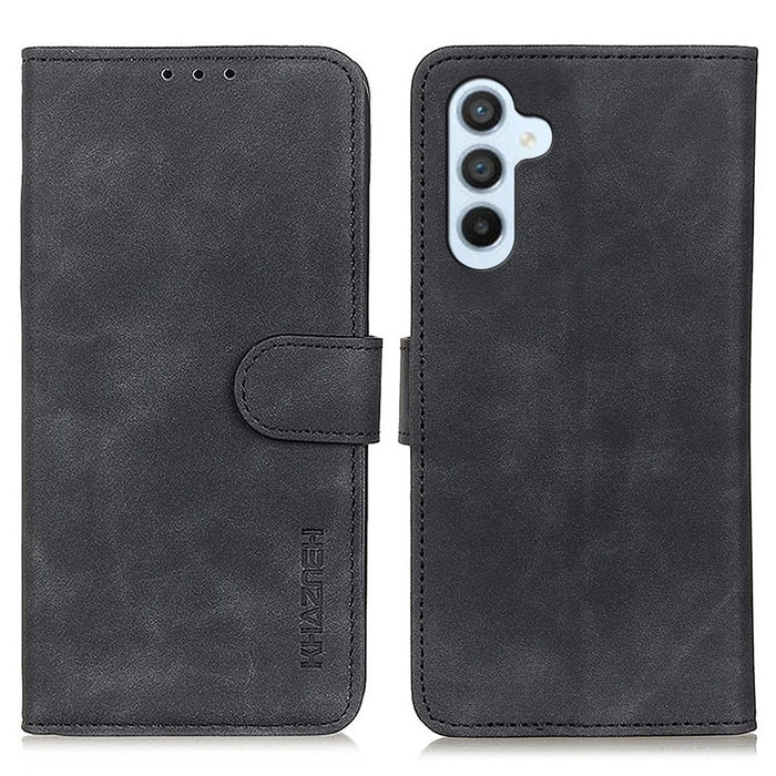 KHAZNEH For Samsung Galaxy S25 / S24 Case Retro Texture Leather Cover with Wallet - Black - 1