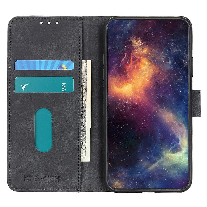 KHAZNEH For Samsung Galaxy S25 / S24 Case Retro Texture Leather Cover with Wallet - Black - 3