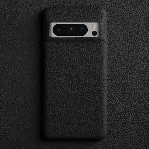 MELKCO For Google Pixel 8 Pro Case Genuine Cow Leather Coated PC Phone Protective Cover - Black - 2