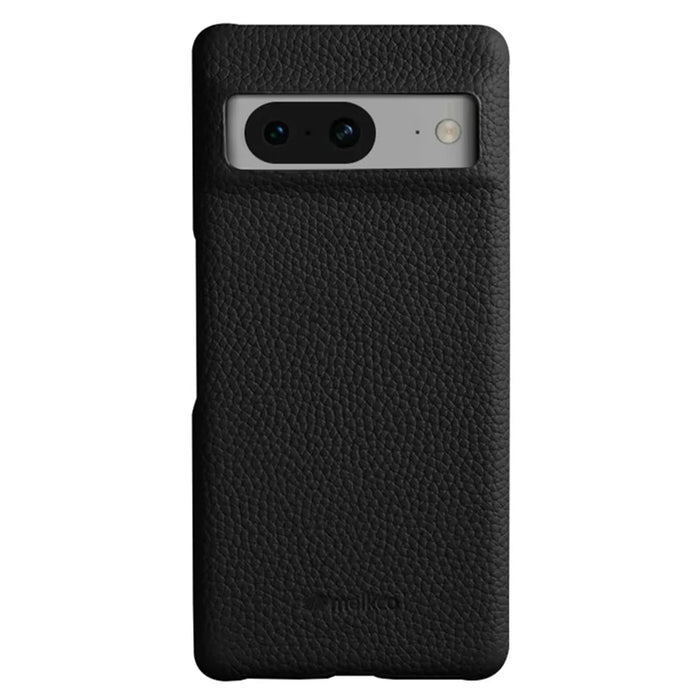 MELKCO For Google Pixel 8 Cover Microfiber Lining Genuine Cow Leather+PC Phone Case - Black - 1