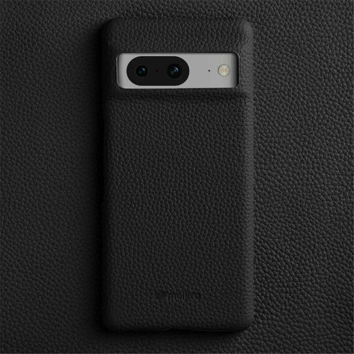 MELKCO For Google Pixel 8 Cover Microfiber Lining Genuine Cow Leather+PC Phone Case - Black - 2
