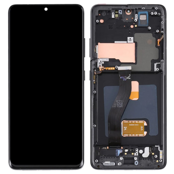 For Samsung Galaxy S21 Ultra 5G G998 Grade C OLED Screen and Digitizer Assembly + Frame (without Logo) - Black - 1