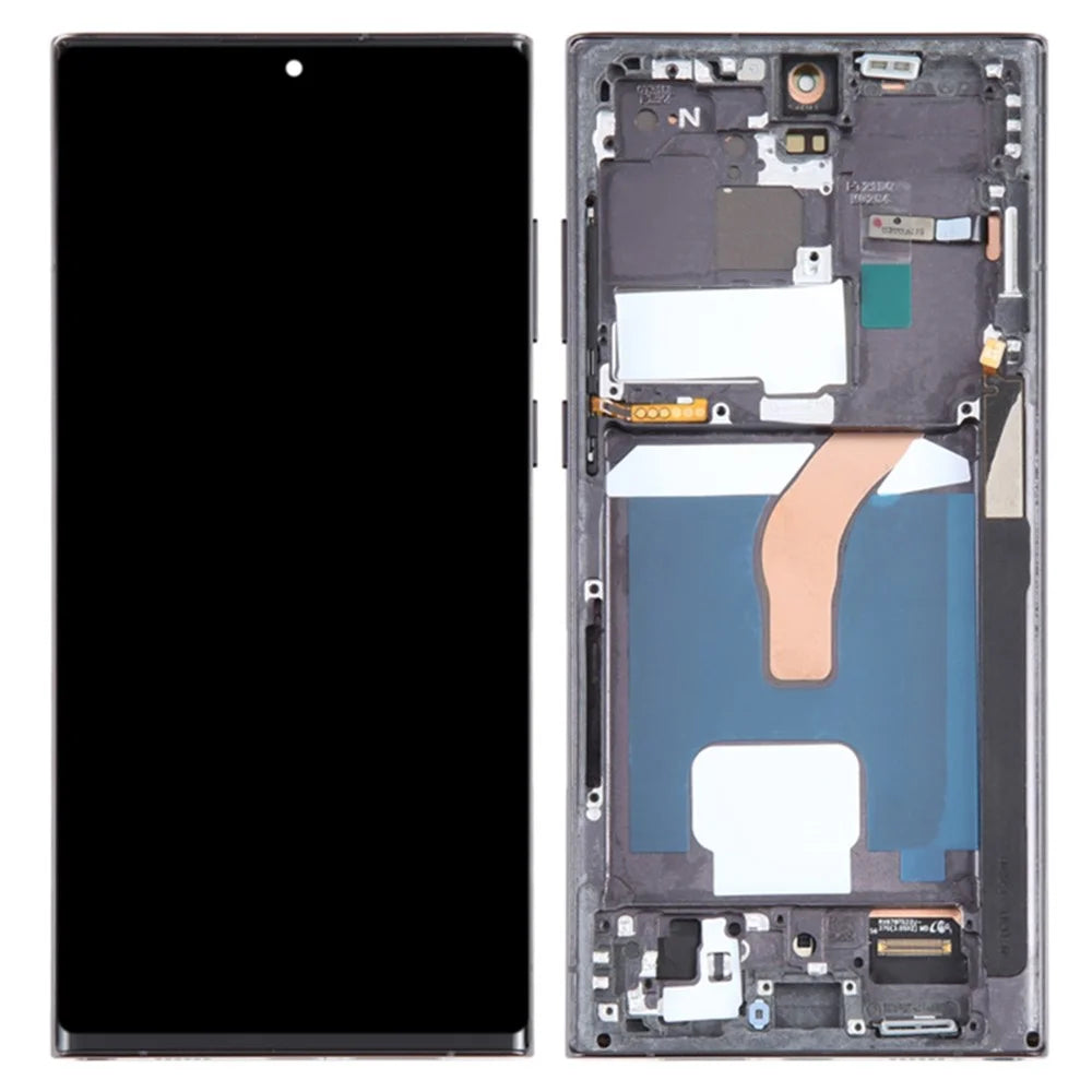 For Samsung Galaxy S22 Ultra 5G S908 Grade C OLED Screen and Digitizer Assembly + Frame (without Logo) - Black - 1