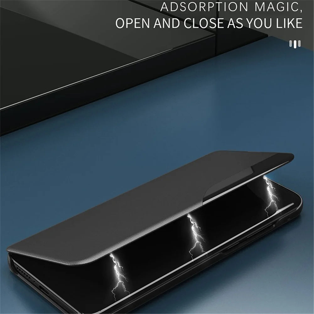 For Samsung Galaxy A15 4G Case View Window PU Leather Stand Cover - Black - 2