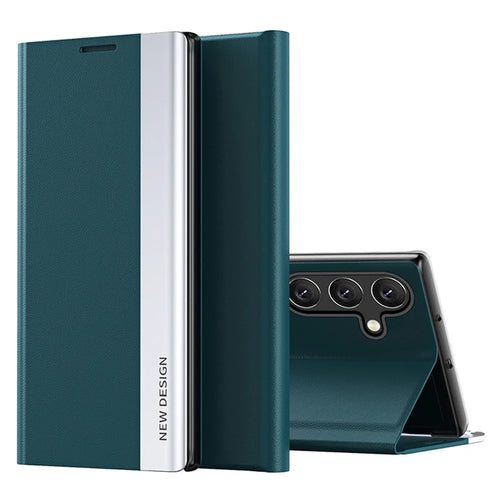 For Samsung Galaxy A15 4G Case PU Leather Stand Electroplating Phone Cover - Green - 1