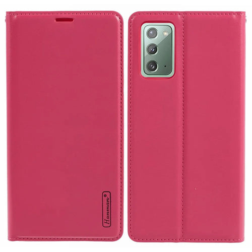 HANMAN Minuo Series For Samsung Galaxy Note20 / Note20 5G Case PU Leather Phone Cover - Rose - 1