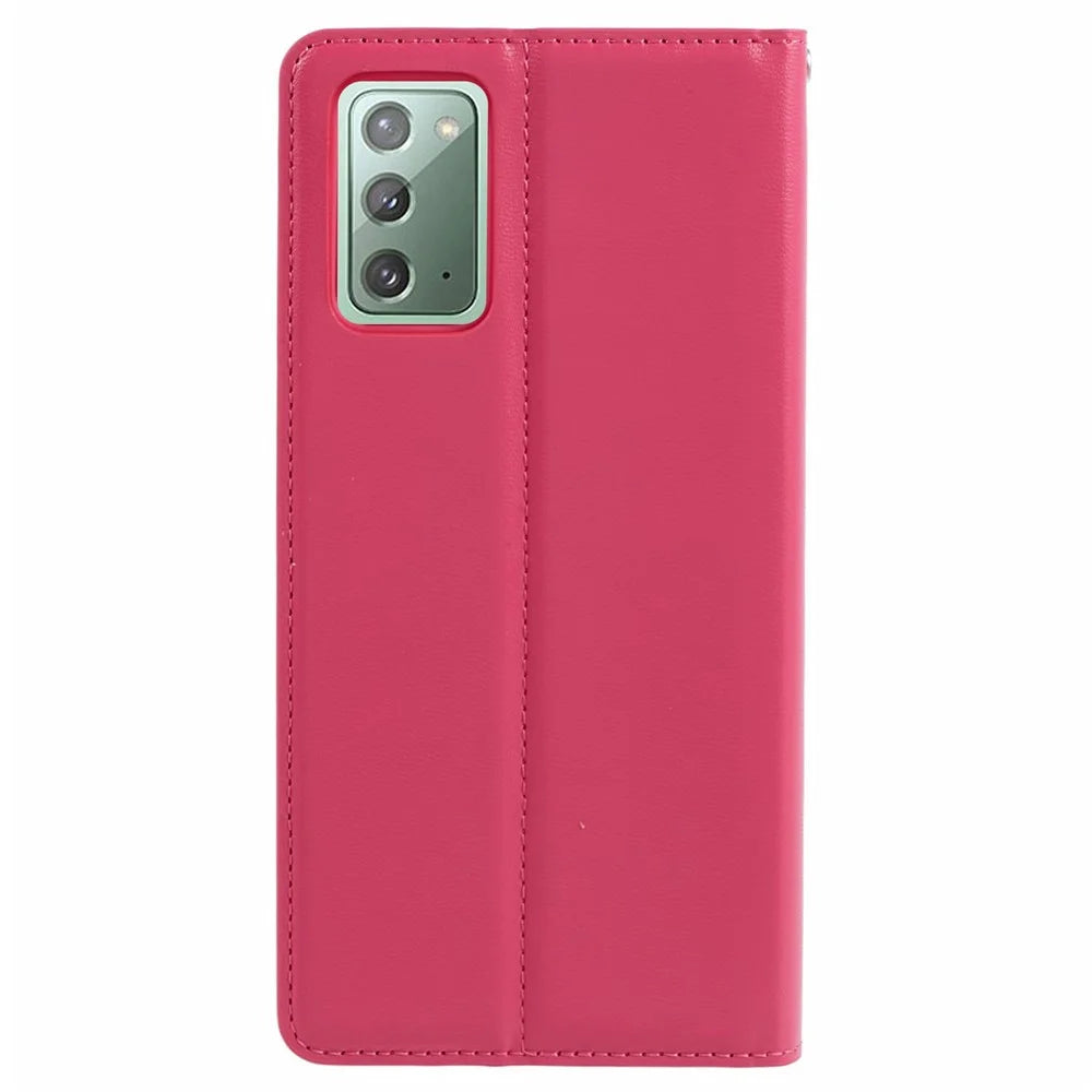 HANMAN Minuo Series For Samsung Galaxy Note20 / Note20 5G Case PU Leather Phone Cover - Rose - 6