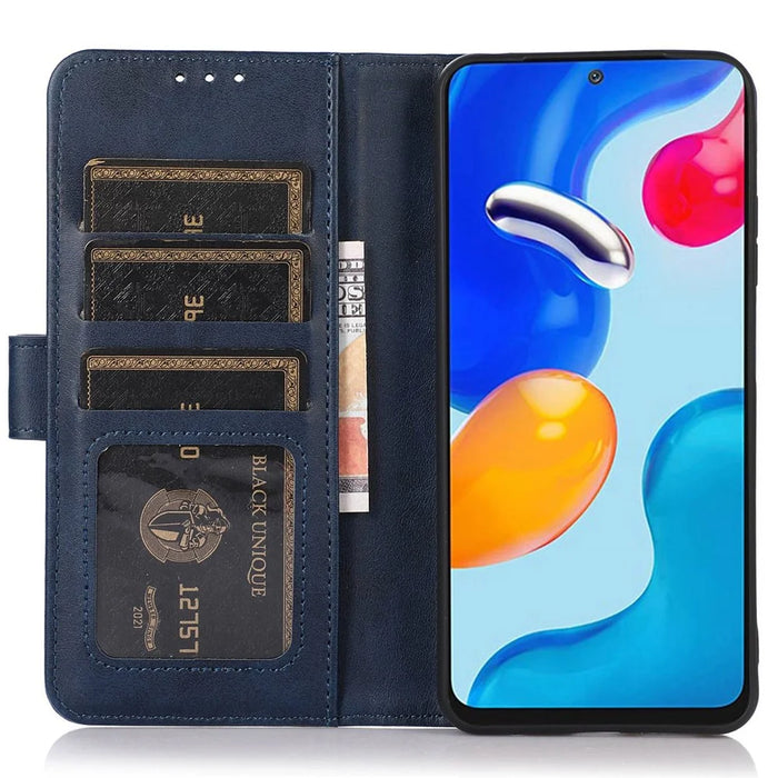 For Samsung Galaxy S25 / S24 Case Cowhide Texture Leather Cell Phone Stand Cover - Blue - 2