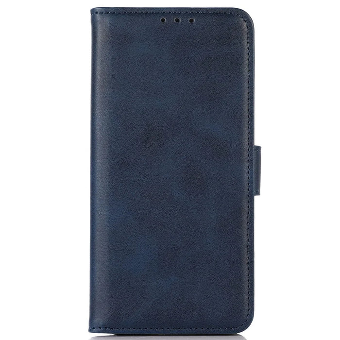 For Samsung Galaxy S25 / S24 Case Cowhide Texture Leather Cell Phone Stand Cover - Blue - 6