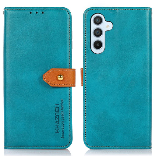 KHAZNEH For Samsung Galaxy S25 / S24 Case Stand Wallet Cowhide Texture PU Leather Phone Cover - Blue - 1