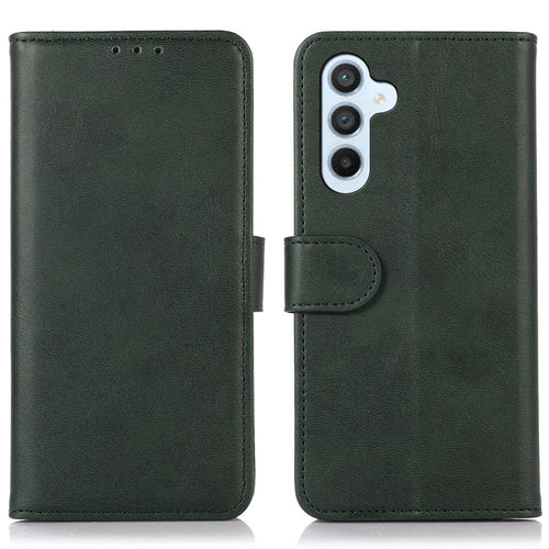 For Samsung Galaxy S25+ / S24+ Case Phone Stand Cover Cowhide Texture PU Leather Shell Wallet - Green - 1