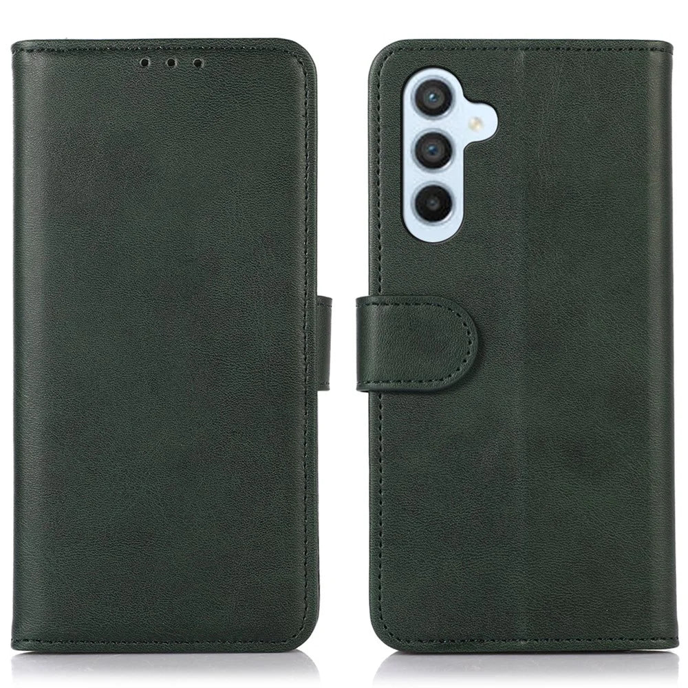 For Samsung Galaxy S25+ / S24+ Case Phone Stand Cover Cowhide Texture PU Leather Shell Wallet - Green - 1