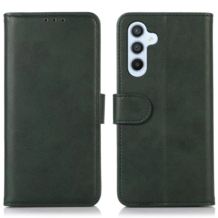 For Samsung Galaxy S25+ / S24+ Case Phone Stand Cover Cowhide Texture PU Leather Shell Wallet - Green - 1