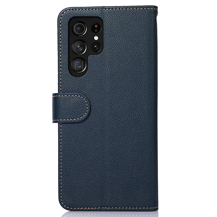 KHAZNEH For Samsung Galaxy S24 Ultra Case Leather Cell Phone Cover Wallet with RFID Blocking - Blue - 7