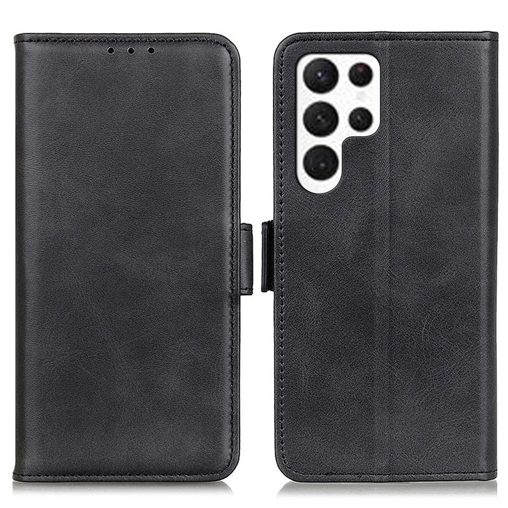 For Samsung Galaxy S24 Ultra Case Drop Protection PU Leather Wallet Stand Phone Cover - Black - 1
