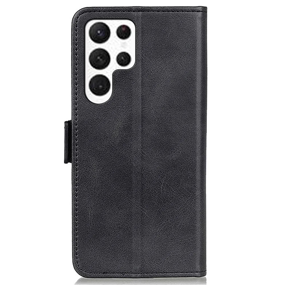For Samsung Galaxy S24 Ultra Case Drop Protection PU Leather Wallet Stand Phone Cover - Black - 6