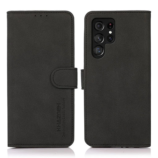 KHAZNEH For Samsung Galaxy S24 Ultra Case PU Leather Cover Magnetic Phone Stand Shell Wallet - Black - 1