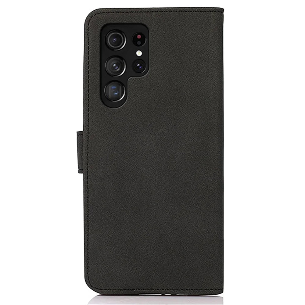 KHAZNEH For Samsung Galaxy S24 Ultra Case PU Leather Cover Magnetic Phone Stand Shell Wallet - Black - 7
