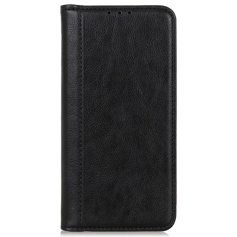 For Samsung Galaxy S24 Ultra Case Litchi Texture Split Leather Wallet Stand Phone Shell - Black - 6