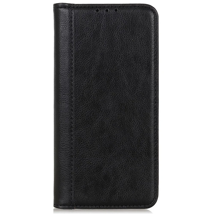 For Samsung Galaxy S25+ / S24+ Case Split Leather Wallet Stand Phone Cover with Litchi Texture - Black - 6