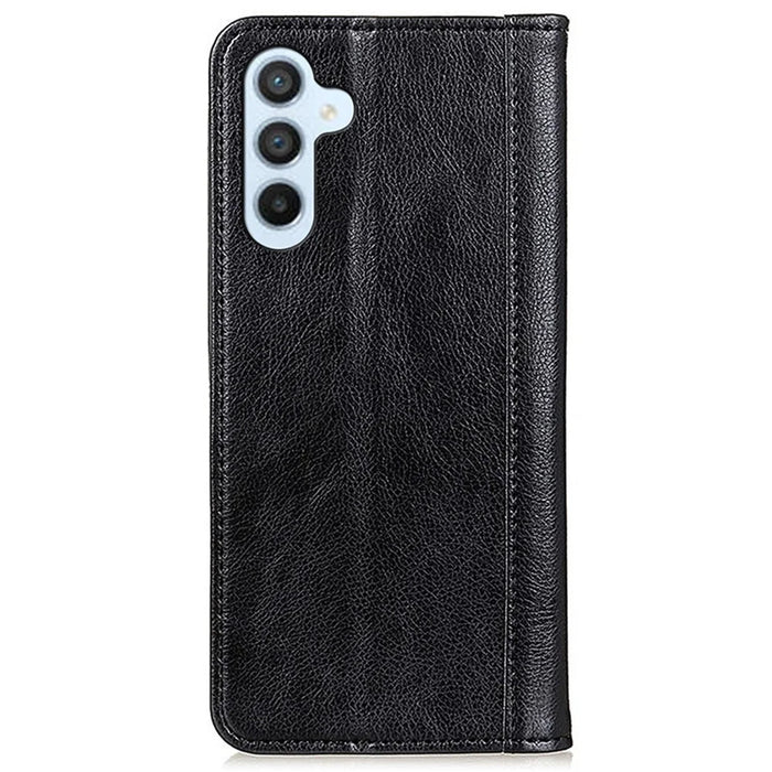 For Samsung Galaxy S25+ / S24+ Case Split Leather Wallet Stand Phone Cover with Litchi Texture - Black - 7