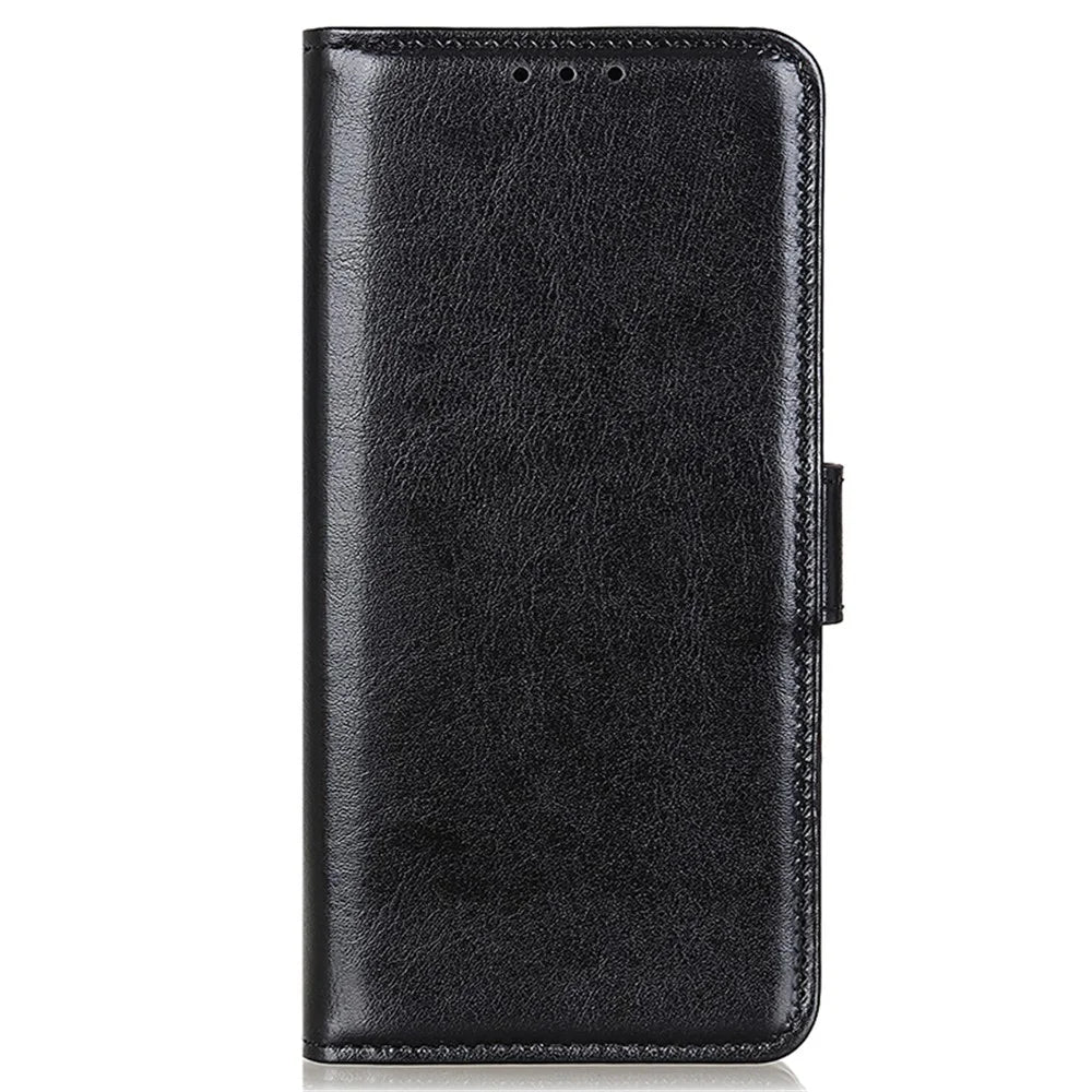 For Samsung Galaxy S25+ / S24+ Case Crazy Horse Texture Phone Cover PU Leather Wallet Magnetic Shell - Black - 5
