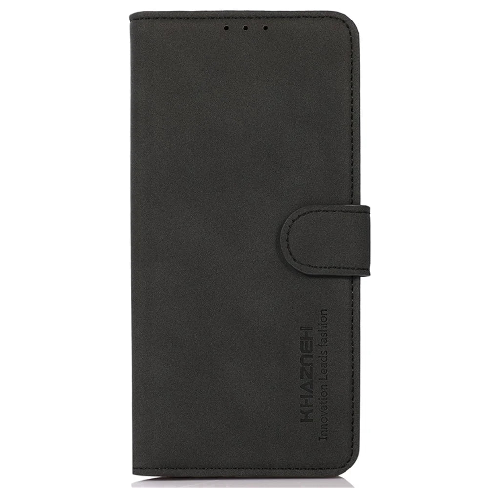KHAZNEH For Samsung Galaxy S25 / S24 Case Anti-Scratch PU Leather Cover Wallet Drop-Proof Phone Shell - Black - 6
