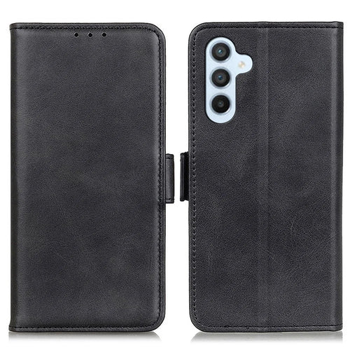 For Samsung Galaxy S25 / S24 Case Stand Cowhide Texture PU Leather Phone Cover Wallet - Black - 1