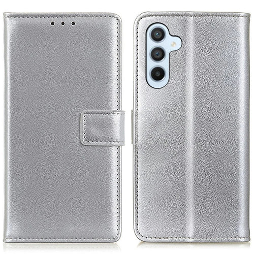 Phone Shell for Samsung Galaxy S25+ / S24+ Case PU Leather Stand Phone Cover Wallet - Silver - 1