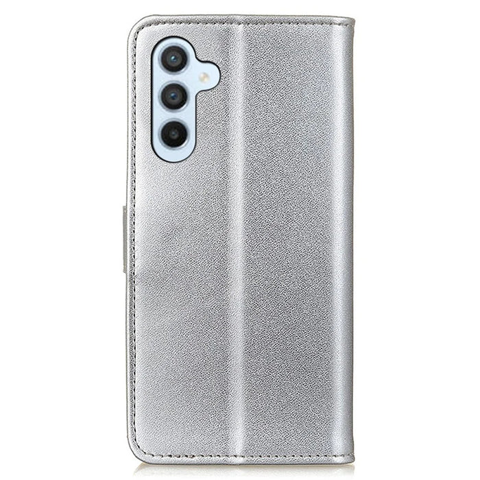 Phone Shell for Samsung Galaxy S25+ / S24+ Case PU Leather Stand Phone Cover Wallet - Silver - 7
