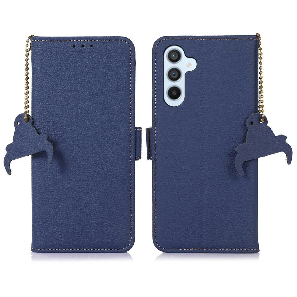 For Samsung Galaxy S25+ / S24+ Case Magnetic Closure Stand Phone Cover RFID Blocking Wallet - Sapphire - 1
