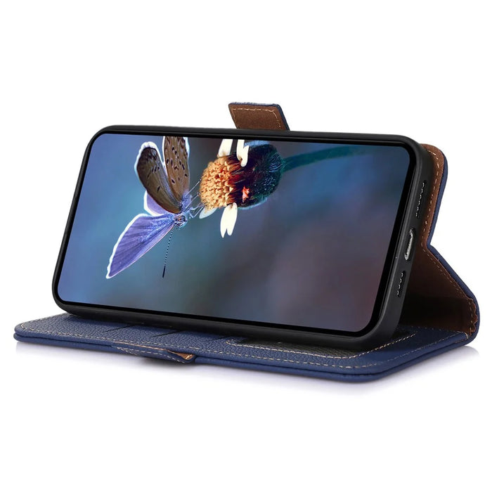 For Samsung Galaxy S25+ / S24+ Case Magnetic Closure Stand Phone Cover RFID Blocking Wallet - Sapphire - 4
