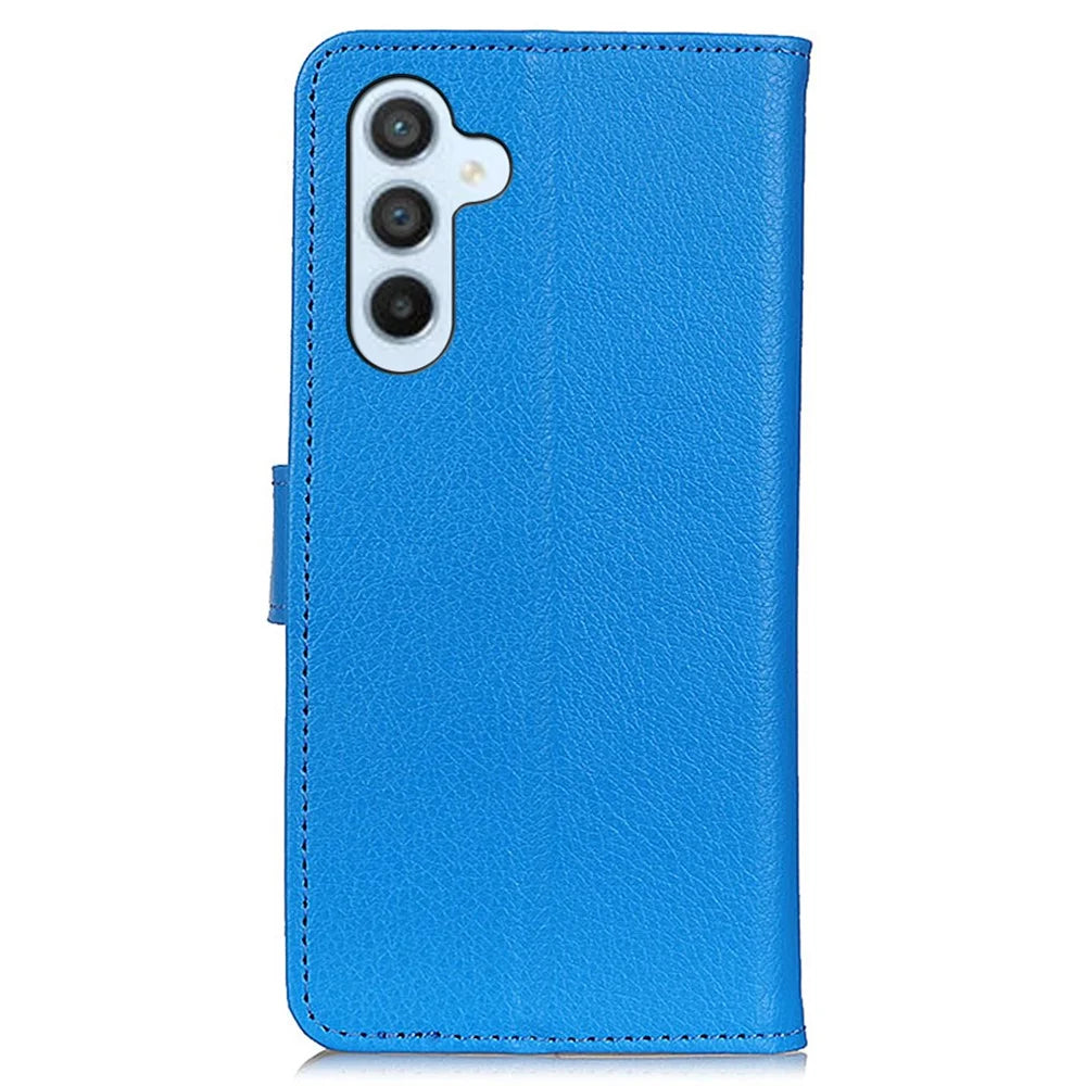 For Samsung Galaxy S25 / S24 Case PU Leather Litchi Texture Phone Stand Cover Wallet - Blue - 7