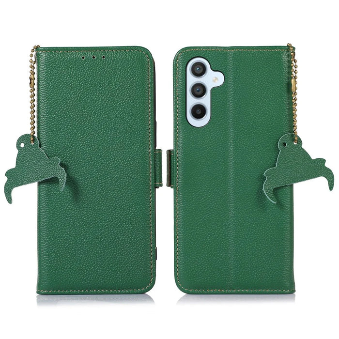 For Samsung Galaxy S25 / S24 Case Anti-Scratch RFID Blocking Wallet Stand Phone Cover Shell - Green - 1